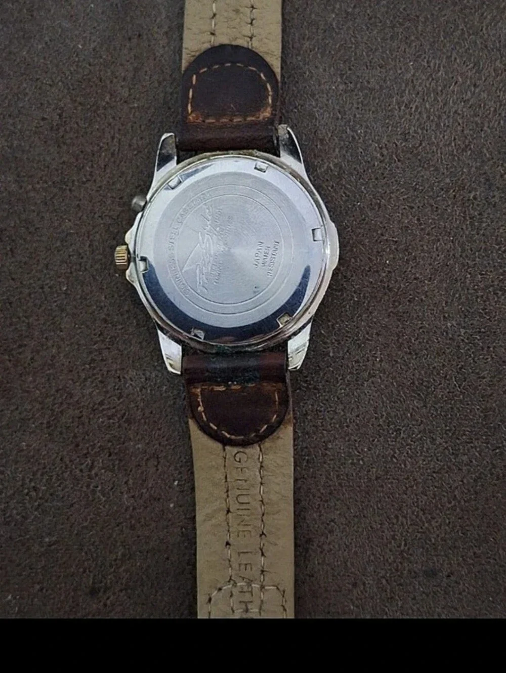 1980s Men's FreeStyle Night Vision Watch With Brown Genuine Leather Band
